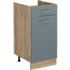 Vicco Mobiletto base cucina R-Line, Grigio-blu/Rovere dorato 40 cm