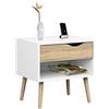 Tvilum Esidra Delta Comodino, 1 Cassetto, Bianco e Rovere, 50x39x49 cm