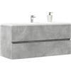 LoogCape Mobile sottolavabo grigio cemento in legno 100 x 38,5 x 45 cm, set di mobili da bagno con vano portaoggetti, mobile per lavandino in ordine, sospeso