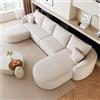 Kuczn Divano angolare modulare a 4 posti in morbida ciniglia e divano letto comprimibile, divano con funzione sonno, design ad angolo profondo, senza montaggio, per soggiorno e camera da letto, bianco