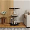WOBOPCG Vetrina in vetro con LED, design girevole a 360 gradi, 2 ripiani, vetrina in vetro temperato, pannelli da pavimento e soffitto in legno (nero, 2 ripiani + LED)