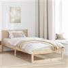 Pyvara Telaio per letto singolo in legno di pino massiccio con testiera, 100 x 200 cm, con rete a doghe, colori naturali, per camera da letto, salvaspazio, comfort e base stabile