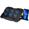 MATEPROX Base di Raffreddamento per PC Portatile, Ventola Pc per Portatile da Gioco RGB per Laptop 15,6-17,3 con 6 Ventole Silenziose Blu e Schermo LCD, 5 Altezze di Regolazione, 1 Supporto Telefono