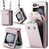 Asuwish Custodia per telefono per Samsung Galaxy Z Flip 6 5G/Z Flip7 FE Custodia a portafoglio con cordino da polso tracolla con blocco RFID Supporto porta carte di credito ZFlip6 Z6 Flip6 ZFlip 6Z 7FE donne