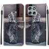 KENHONER Custodia per Motorola Moto G56 5G, gatto e tigre | Portafoglio Pelle PU, Magnetica, Resistente Agli Urti, Scomparto Carte Credito, Pieghevole, Flip Libro, Motivo