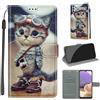KENHONER Custodia per Samsung Galaxy A32 5G, gatto | Portafoglio Pelle PU, Magnetica, Resistente Agli Urti, Scomparto Carte Credito, Pieghevole, Flip Libro, Motivo