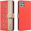 BLOTECH Pizzo Traforato Cover per Samsung Galaxy A22 5G Custodia Cellulare PU Cuoio Pizzo Traforato Portafoglio Custodia Libro 3 Porta Carte Flip Wallet Case per Samsung Galaxy A22 5G - Rosso