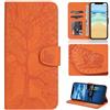 Aisenth Custodia per Samsung Galaxy A57, motivo albero, in pelle, a portafoglio, con interno in TPU, scomparti per carte di credito, cavalletto, arancione
