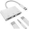 Kefiany Adattatore audio per cuffie da USB-C a 3,5 mm 3 in 1 DAC Dual Type C Jack Aux Charger Splitter Dongle compatibile per Samsung Galaxy Pixel, iPhone15 Pro Max Plus, iPad 10, Air4/5, Mini6, Pro 12.9