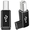 Xevtrak Adattatore USB B a USB C, cavo USB B a USB C per trasferimento dati, adattatore USB C a USB B ad angolo retto e gomito, convertitore MIDI per tastiera elettronica, confezione da 2 pezzi, nero