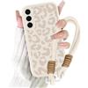 Xylota Cover con Cordino per Samsung Galaxy S26 5G, Estivi Aesthetic Leopardata Disegni Ragazze Custodia con Corda Bracciale Laccio Laccetto, Sottile Silicone TPU Antiurto Case per Samsung S26, Beige