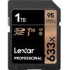 Lexar Professional 633x Scheda SD 1 TB, Scheda di Memoria SDXC UHS-I, U3, V30, Class 10, Fino a 95 MB/s di Lettura, SD Card per DSLR di Fascia Media, Videocamera HD, Fotocamere 3D (LSD1TCB633)