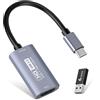 Guermok Scheda acquisizione video audio, USB 3.0 HDMI a USB C, dispositivo di acquisizione 4K 1080P60FPS per gaming, streaming, registrazione video, compatibile con Windows, Mac OS, Switch2/1