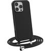 MyGadget Cover compatibile con iPhone 16 Pro Max - Custodia con Corda - Case con Cordino Opaca Antiurto/Bumper con Laccio/Tracolla - Practical Stylish per Collo Nero