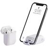 BelTech AirStand - Custodia per AirPods con supporto invisibile per il telefono, compatibile con AirPods serie 1 e 2, custodia antiurto in TPU e PC a protezione totale con moschettone portachiavi (Bianca)