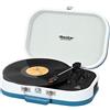 Trevi TT 1020 BT Giradischi Vintage Portatile a Valigetta con Lettore Vinili 33/45/78 Giri, MP3, USB, AUX-IN, Encoding, Batteria Ricaricabile e Altoparlanti Stereo Incorporati, Design Retrò, Turchese