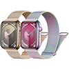 LEIXIUER 2 Pezzi Cinturini Maglia Milanese per Apple Watch 49mm 45mm 44mm 42mm 41mm 40mm 38mm,Magnetic Cinturino in Acciaio Inossidabile, per iWatch Ultra 2 Ultra Series 9 8 7 6 5 4 3(Rose gold/Multicolore)