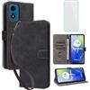IUQXU Cover per Motorola Moto E14/G24/G04 Libro con Vetro Temperato N | Blocco RFID,Antiurto,Supporto,Custodia in Pelle Portafoglio per Motorola Go4 G 24 G24 Power Moto G04S Go4S E 14