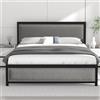VECELO Telaio per letto 140 x 190 cm, in lino imbottito, doghe in metallo resistente, ripostiglio sotto il letto, facile da montare, grigio