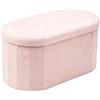 Relaxdays Panca in tessuto Teddy (bouclé) imbottita, contenitore, rosa