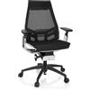 Hjh Office 652890 Sedia da ufficio professionale GENIDIA SMART WHITE tessuto in maglia nero/bianco, braccioli regolabili, sedile inclinabile