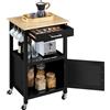 Yaheetech Carrello Cucina con Ruote di Servizio | Credenza Mobile Portavivande a 2 Ripiani Moderno per Microonde Struttura in Legno e Metallo 55 x 45 x 89 cm Nero