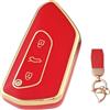 NEUHOO Accessori auto per VW Caddy 5 2020-2024 2025 custodia portachiavi e portachiavi, custodia portachiavi in silicone (rosso)