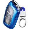 ontto Cover per chiave auto, adatta per MG MG6 ZS HS EV EZS EHS MG3 MG4 MG5 GS MG7 GT 2015-2023 TPU custodia portachiavi cover per Roewe RX5 I6 portachiavi 3 tasti accessori A blu