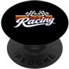 Funny Car Racing Gifts Racing Fans Car E Bandiera a scacchi per appassionati di auto da corsa PopSockets PopGrip Adesivo