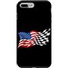 Funny Car Racing Gifts Racing Fans Car E Custodia per iPhone 7 Plus/8 Plus Car Racing Bandiera americana a scacchi Motorsport Racing