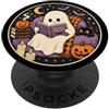 Cute Bookish Spooky Ghost Popper Co Spooky Halloween Ghost Reading A Book Librarian Bookish PopSockets PopGrip Adesivo