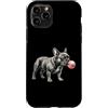 Vintage Frenchie Bubblegum Aesthetic Sty Custodia per iPhone 11 Pro Bulldog francese rosa Bubble Gum carino cane amante grafica