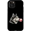 Vintage Husky Bubblegum Aesthetic Style Custodia per iPhone 11 Pro Gomma da masticare rosa Husky, simpatica grafica per amanti dei cani husky