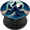 Three wolfs howling at moon Canis Tre lupi selvaggi piangono la luna nel bosco montagne all'aperto PopSockets PopGrip Adesivo