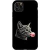 Vintage Cat Bubblegum Aesthetic Style Ar Custodia per iPhone 11 Pro Max Gatto rosa Bubble Gum carino gatto amante grafica donne