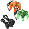 miadore Confezione da 2 controller cablati Classic 64 con 2 cavi di prolunga [1,8 m] compatibile con console per videogiochi N64 (arancione e verde trasparente)