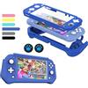 FIWWAT Custodia per Nintendo Switch Lite，Cover Switch Lite Case Protettiva in Silicone Resistente Antigraffio con Schermo PC Integrato + 2 Cuscinetti Per il Pollice, Blu