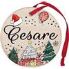 Corredino Neonato Pallina di Natale Personalizzata con Nome Cesare, Decorazione Natalizia in legno 100% Italiana, cerchietto albero natale da 8 cm (legno, Cesare)