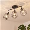 LVWIT Faretti Soffitto Orientabili, Plafoniera Industriale in Acrilico, Lampadario E14 Nero, Plafoniera Soggiorno Faretto Vintage per Barra, Cameretta, Cucina, Corridoio (Senza Lampadina) 3 Faretti
