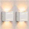 CHEVVY 2 pezzi Applique da Parete LED 7W,Vintage Applique Doppio slot 3000K | Lampada da Parete Moderno Bianco Caldo, Luci da Parete Interno,Luce Up Down per Camera da letto,Soggiorno (Bianco)