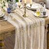 FAELNK Runner da Tavolo Oro Tulle con Strato di Pellicola Dorata 70 x 300 cm Tovaglia in Poliestere Leggero Fluido per Matrimonio, Compleanno, Festa, Natale, Celebrazione