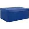 KISPATTI Blu Scatola Portaoggetti, Blu Cartone Scatole Portaoggetti con Coperchio 30 x 20 x 12 cm Piccolo Scatola Portaoggetti con Nastro Scatole Portaoggetti per Casa Camera da Letto Ufficio Scuola
