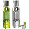 Ailah Spazzola di pulizia 3 in 1 per coperchio bicchiere/bottiglia, fessure e cannucce, kit multifunzione da cucina, mini spazzola a spirale + U, per bottiglie, tazze e coperchi