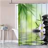 Uiiooazy Tenda Doccia Antimuffa 180x200cm Bambù Spa Foglie Verde Pietra Zen