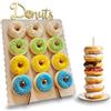Youery Donuts Espositore, Porta Ciambelle in Legno con 12 Fori, Alzata per Dolci | Stand Riutilizzabile,Facile da Montare,Espositore per Feste di Compleanno, Matrimoni e Eventi（40x26cm）