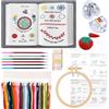 DXiongW Kit Ricamo Principianti Libro da Ricamare Fai da Te in Lino Set | Ricamo a Mano Portatile Libro di Punti con Kit da Cucito e Istruzioni Creativo per Adulti Donne e Appassionati di Artigianato