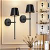 TaoFiaCo Applique da Parete a LED Interni Ricaricabile Nero, Long, 2 Pezzi | Lampada da Parete con Telecomando, 3 Temperature di Colore, Applique a LED Senza Fili con Batteria per Soggiorno