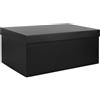 KISPATTI Nero Scatola Portaoggetti, Nero Cartone Scatole Portaoggetti con Coperchio 30 x 20 x 12 cm Piccolo Scatola Portaoggetti con Nastro Scatole Portaoggetti per Casa Camera da Letto Ufficio Scuola