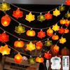 VEEKAY Catena Luminosa per Autunno 3.8 M,25 LED,8 Modalità Luci Fatate Foglie di Acero Zucca Ghianda,Ghianda con Batteria Timer,Ghiande 3D Zucca Aceri,Decorazioni Autunnali Halloween Ringraziamento