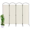COSTWAY Paravento Pieghevole a 4/6 Pannelli, Separé Divisorio Interno ed Esterno, Pannelli Divisori per Camera da Letto, Ufficio e Soggiorno (221 x 188 cm 4 Pannelli, Bianco)
